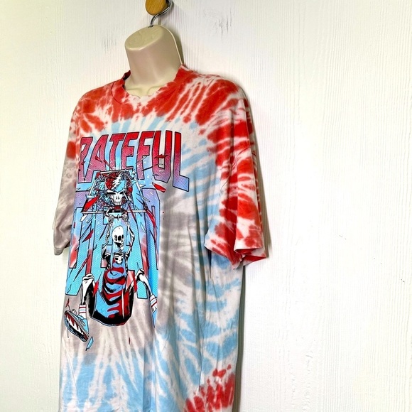 H&M - Grateful Dead Tie Dye Skeleton Basketball Graphic Oversized T Shirt XXS - Picture 4 of 10